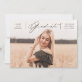 Faire-part Élégant Script Graduate Photo Graduate (Devant)