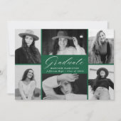 Faire-part Élégant Script Green 6 Photo Collage Graduation (Devant)