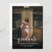 Faire-part Élégant Script Moderne 2 Photo Graduation (Devant / Derrière)