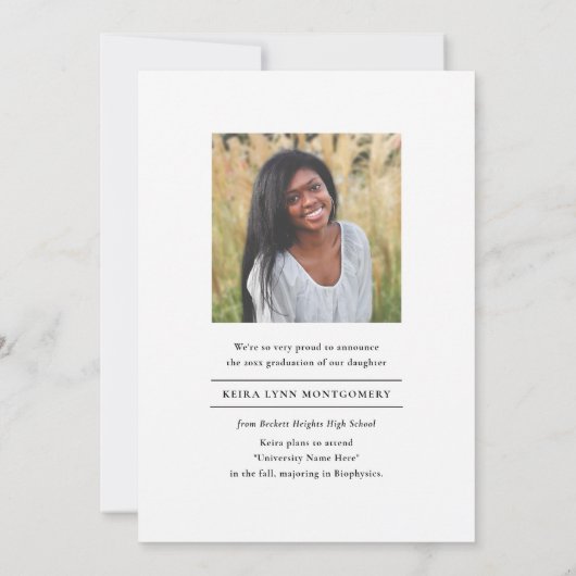 Faire-part Élégant Script moderne 2 Photo Graduation (Dos)