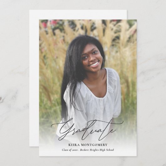 Faire-part Élégant Script moderne 2 Photo Graduation (Devant / Derrière)