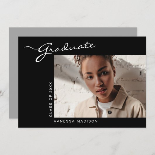 Faire-part Élégant script moderne | Diplôme photo (Devant / Derrière)