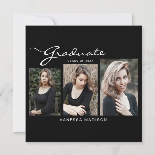 Faire-part Élégant script moderne minimal | 3 Diplôme photo (Devant)