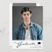 Faire-part Élégant script moderne | Photo 1 tendance (Devant / Derrière)