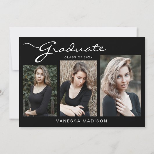 Faire-part Élégant Script Moderne Simple | 3 Diplôme photo (Devant)