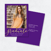Faire-part Élégant script moderne violet photo Graduation