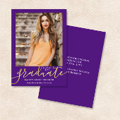Faire-part Élégant script moderne violet photo Graduation