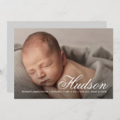 Faire-part Élégant Script Nom bébé photo naissance (Devant / Derrière)