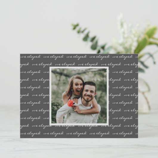Faire-part Élégant Script Nous Avons Elopé Custom Photo Maria (Debout devant)