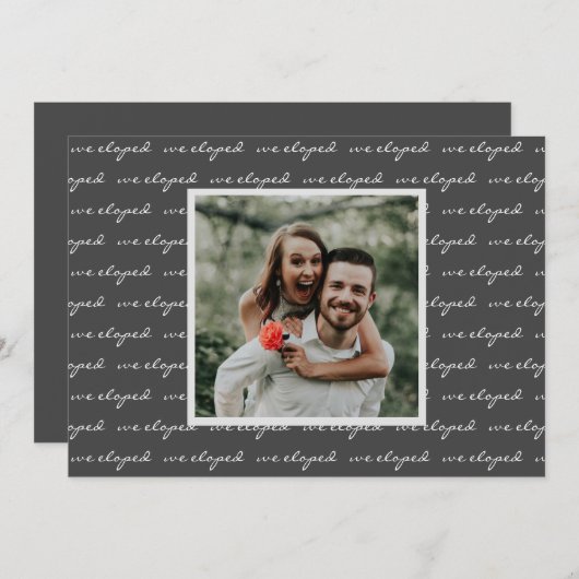 Faire-part Élégant Script Nous Avons Elopé Custom Photo Maria (Devant / Derrière)