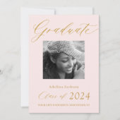 Faire-part Élégant script or diplômé typographie moderne (Devant)
