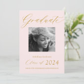 Faire-part Élégant script or diplômé typographie moderne (Debout devant)