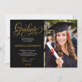 Faire-part Élégant Script Photo College University Graduation (Devant)
