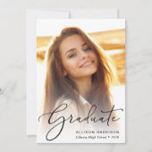 Faire-part Élégant script photo Graduation (Devant)