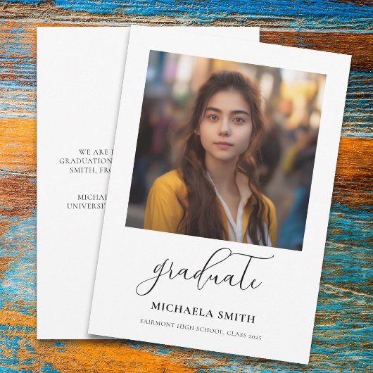 Faire-part Élégant script photo Graduation