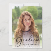 Faire-part Élégant Script Photo Overlay Graduation (Devant)
