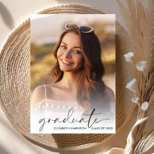 Faire-part Élégant Script Photo Overlay Graduation