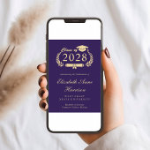 Faire-part Élégant Script Purple Gold College Graduation