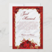 Faire-part Élégant Script Red Gold Rose Floral Mariage (Devant)