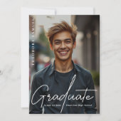 Faire-part Élégant Script Typographie Photo Overlay Graduatio (Devant)