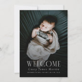 Faire-part Elégant Serif Bienvenue bébé photo naissance (Devant)