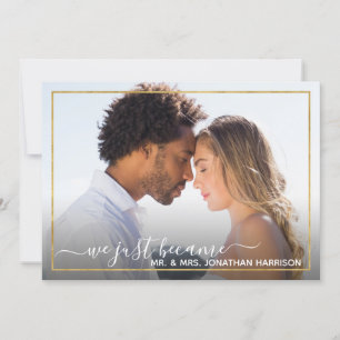 Faire-part Elégant Simple Gold Photo Just Married Website