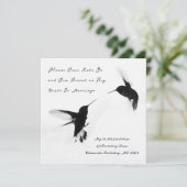 Faire-part élégant simplement avec des tourtereaux (Debout devant)