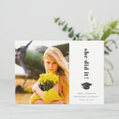 Faire-part Élégant Téméraire Typographie Graduation Cap Photo (Debout devant)