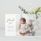 Faire-part Elegant Thank Baby Photos Modern Calligraphy Birth (Debout devant)