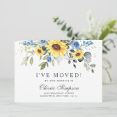 Faire-part Elégant tournesol Eucalyptus Aquarelle Moving (Debout devant)