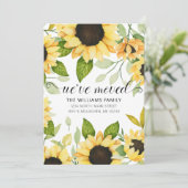 Faire-part Elégant Tournesol Jaune Aquarelle Florale Mouvemen (Debout devant)