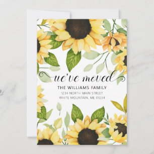 Faire-part Elégant Tournesol Jaune Aquarelle Florale Mouvemen