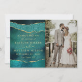 Faire-part Elégant Turquoise & Or Agate Mariage Photo (Devant)