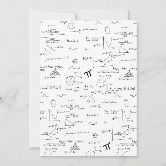 Faire-part Élégant White Mathematics Script Photo Graduation (Dos)