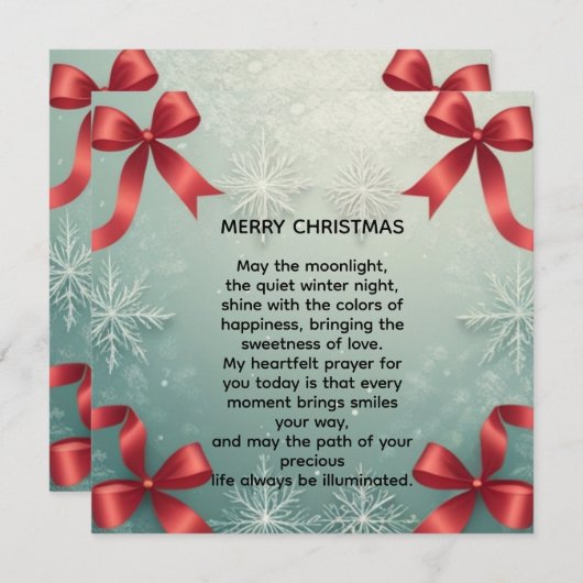 Faire-part Elegant Winter Snowflake Frame with Red Bows (Devant / Derrière)