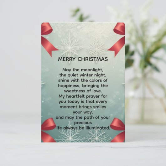 Faire-part Elegant Winter Snowflake Frame with Red Bows (Debout devant)