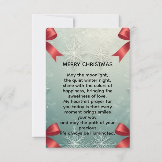 Faire-part Elegant Winter Snowflake Frame with Red Bows (Dos)