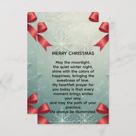 Faire-part Elegant Winter Snowflake Frame with Red Bows (Devant / Derrière)