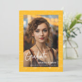 Faire-part Elegant Yellow Math Script Photo Graduate  (Debout devant)