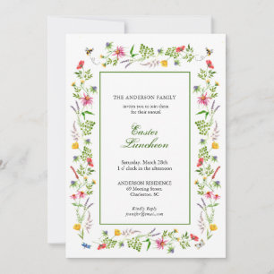 Faire-part Elégante aquarelle fleur sauvage Pâques Brunch Ann