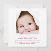 Faire-part Elégante Aquarelle rose Photo Fille Naissance (Dos)