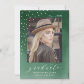 Faire-part Elégante aquarelle verte photo Graduation (Devant)