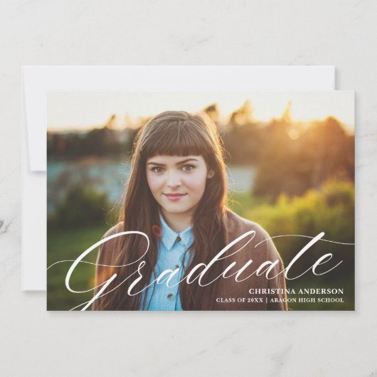 Faire-part Élégante Calligraphie de Script Blanc (Devant)