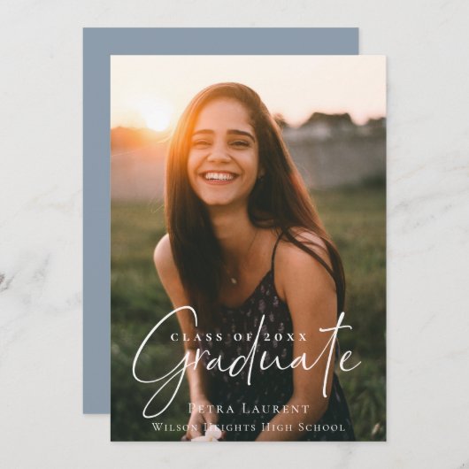 Faire-part Élégante Calligraphie Diplôme Photo (Devant / Derrière)