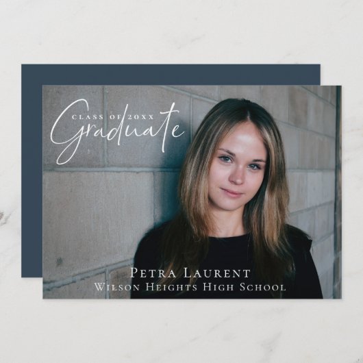 Faire-part Élégante Calligraphie Diplôme Photo (Devant / Derrière)