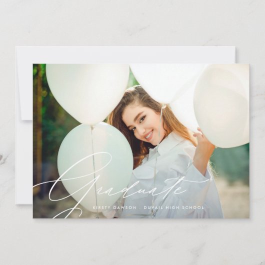 Faire-part Élégante calligraphie Lycée 2 Diplôme photo (Devant)