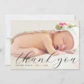 Faire-part Élégante calligraphie Merci photo pleine naissance (Devant)