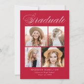 Faire-part Élégante calligraphie Rouge 4 Diplôme Photo (Devant)