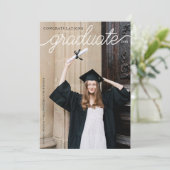 Faire-part Élégante Calligraphie Script Graduation Photo (Debout devant)