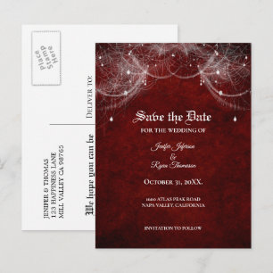 Faire-part Élégante carte postale de mariage Halloween pour a